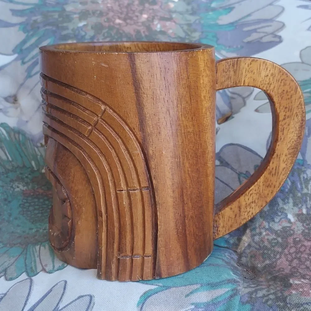 Vintage Wooden Tiki Mug